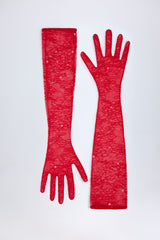 Lace Gloves in Fire Red