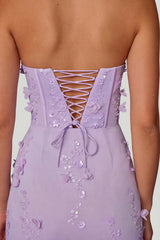 Lace-Up Corset Maxi Dress in Lilac