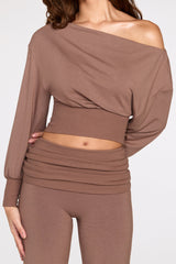 Modal Low-Rise Straight-Leg Trousers in Mocha