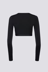 Soft Jersey Wrap Crop Top in Black
