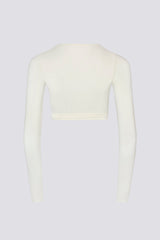 Soft Jersey Wrap Crop Top in White