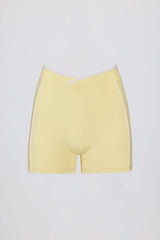 Soft Active Wrapover Contrast Mini Shorts in Soft Yellow