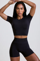 High Waist Define Luxe Mini Shorts in Black