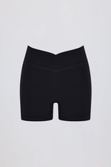 Soft Active V-Waist Pocket Mini Shorts in Black