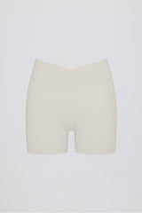 Soft Active Pocket V-Waist Mini Shorts in Cream