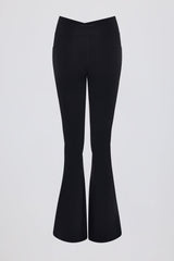Soft Active V-Waist Pocket Flared Leggings in Black