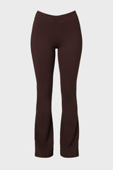 Soft Active Ruched Flared Trousers in Espresso