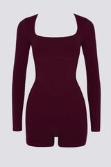 Soft Active Open-Back Unitard in Burgundy