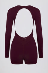 Soft Active Open-Back Unitard in Burgundy