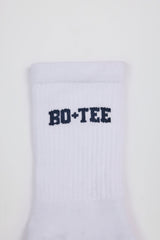 Ribbed Half-Crew Socks in White