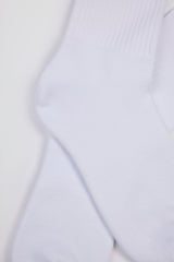 Ribbed Half-Crew Socks in White
