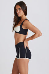 Soft Active Contrast Mini Shorts in Black