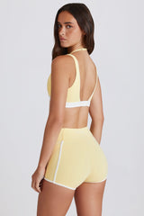 Soft Active Contrast Mini Shorts in Lemon