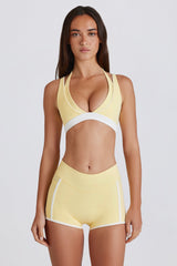 Soft Active Contrast Mini Shorts in Lemon