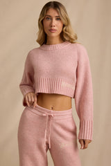 Ribbed Knit Cropped Jumper in Blush Pink