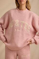 Ribbed Knit Oversized Jumper in Blush Pink