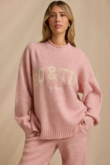 Ribbed Knit Oversized Jumper in Blush Pink