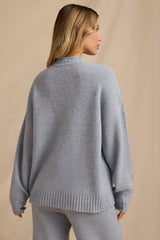 Ribbed Knit Oversized Jumper in Soft Blue