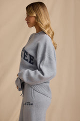 Ribbed Knit Oversized Jumper in Soft Blue