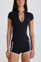 Soft Active Quarter-Zip Top in Black