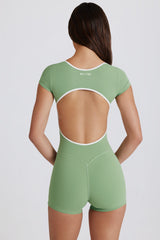 Soft Active Open-Back Unitard in Green
