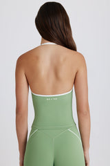 Soft Active V-Neck Halterneck Top in Green