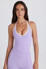Soft Active V-Neck Halterneck Top in Lilac