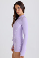 Soft Active Contrast Zip-Up Jacket in Lilac
