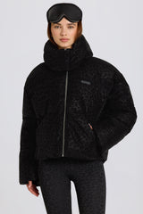 Waterproof Cropped Oversized Ski Jacket in Black