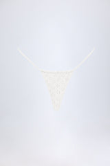 Broderie Anglaise Drawstring Bikini Bottoms in White
