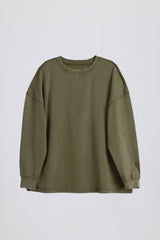 Acid Wash Long-Sleeve Oversized T-Shirt in Light Green