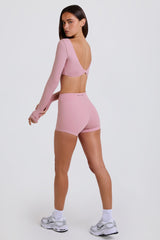 Four-Way Stretch High-Waist Mini Shorts in Mauve