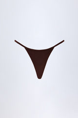 Charm-Detail Thong Bikini Bottoms in Dark Chocolate