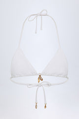 Charm-Detail Triangle Bikini Top in White