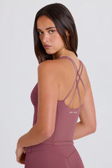 Four-Way Stretch Crossback Longline Tank Top in Acai