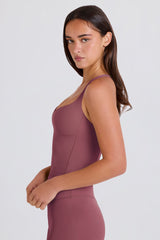 Four-Way Stretch Crossback Longline Tank Top in Acai