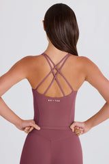 Four-Way Stretch Crossback Longline Tank Top in Acai