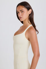 Four-Way Stretch Crossback Longline Tank Top in Cream