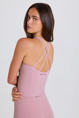 Four-Way Stretch Crossback Longline Tank Top in Mauve