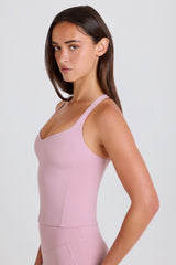 Four-Way Stretch Crossback Longline Tank Top in Mauve