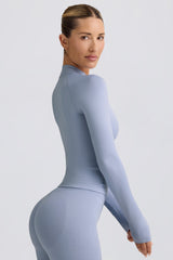 Define Luxe Zip-Up Jacket in Blue Grey