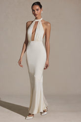 Backless Halterneck Fishtail Gown in Ivory