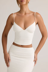 Modal V-Neck Ruched Camisole Top in White