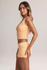 Modal Ribbed Button-Up Vest Top in Peach