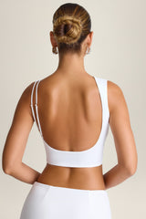 Draped Open-Back Tank Top in White