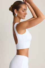 Draped Open-Back Tank Top in White
