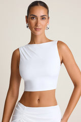 Draped Open-Back Tank Top in White