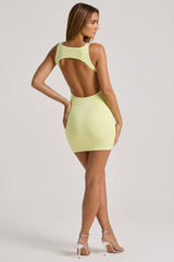 Modal High-Neck Open-Back Mini Dress in Matcha Green