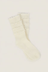 Ruffle-Trim Crew Socks in Ivory