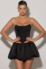 Bubble Hem Micro Mini Skirt in Black